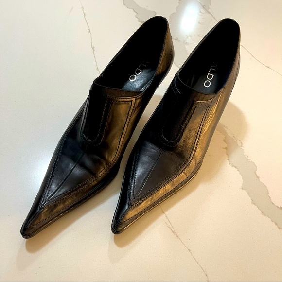 Leather Aldo pointed kitten heel shoes - Picture 1 of 10